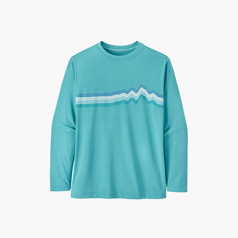 Patagonia T-shirt Garçon Manche longue Capilene Cool Daily Ridge Rise Stripe / Iggy Blue X-Dye